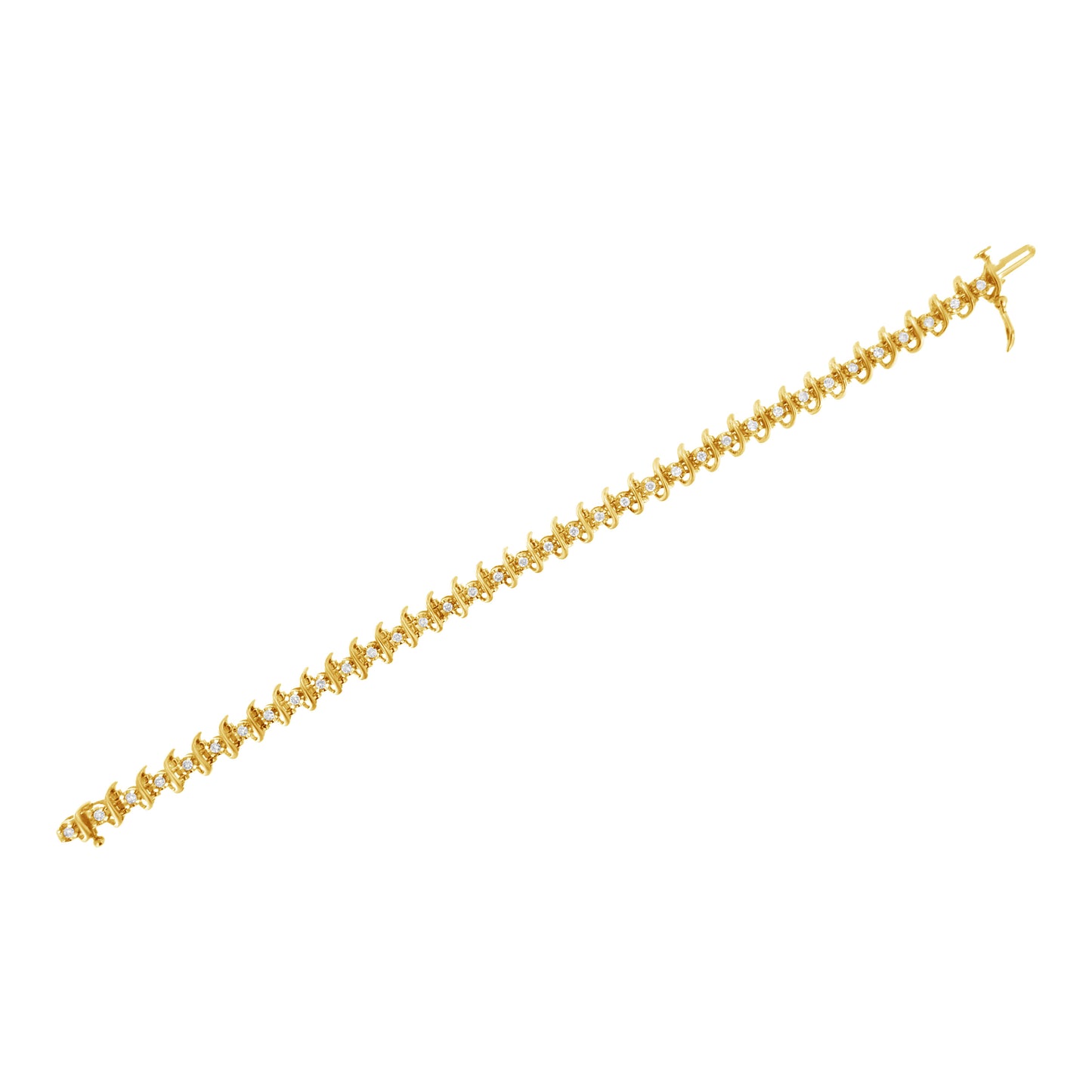 Pulsera de eslabones de diamantes de plata esterlina .925 chapada en oro amarillo de 10KT - 7.5"