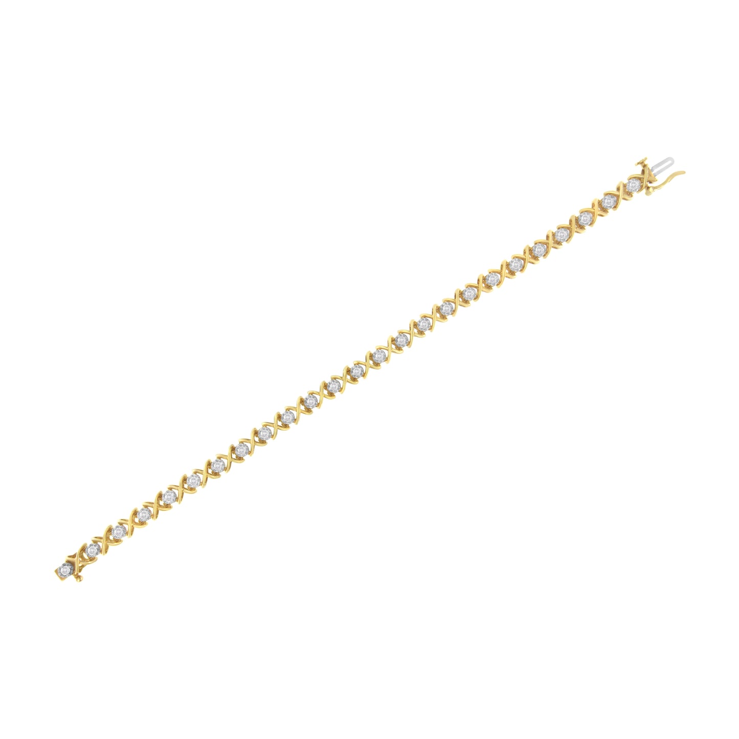 Pulsera de eslabones de diamantes de plata esterlina chapada en oro amarillo de 10K - Tamaño 7.25"