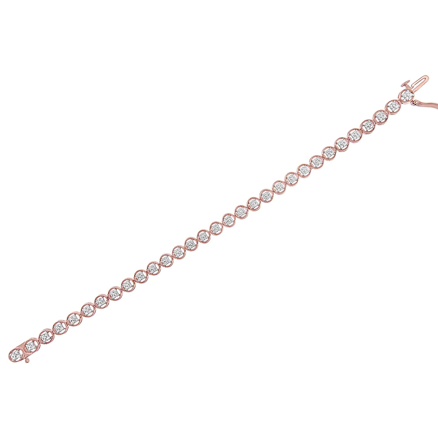 Pulsera de Tenis de Diamantes en Plata de Ley con Baño de Oro Rosa de 14K