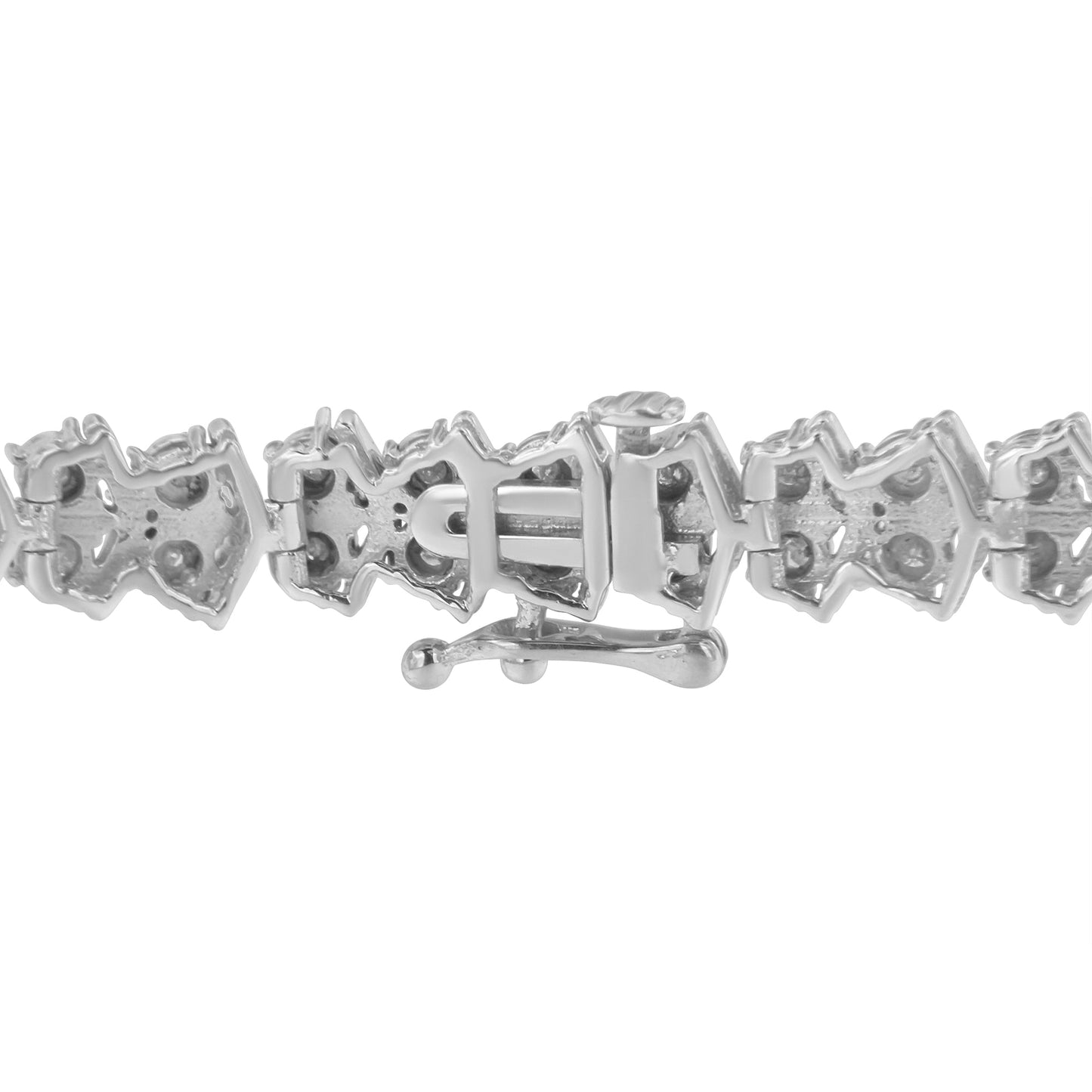 .925 Sterling Silver Diamond Arrow Shape Tennis Link Bracelet - 7.25"