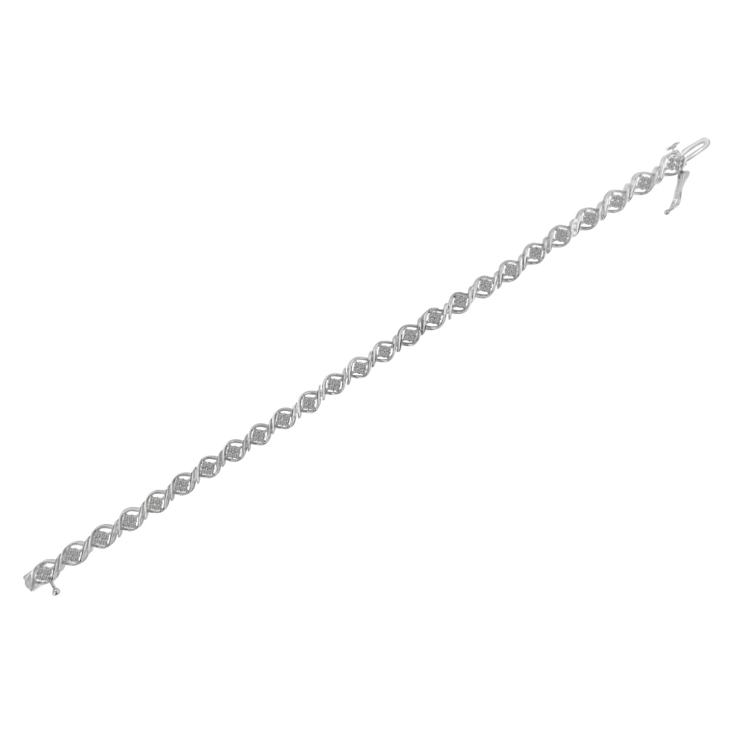 Sterling Silver Diamond Cluster Link Bracelet