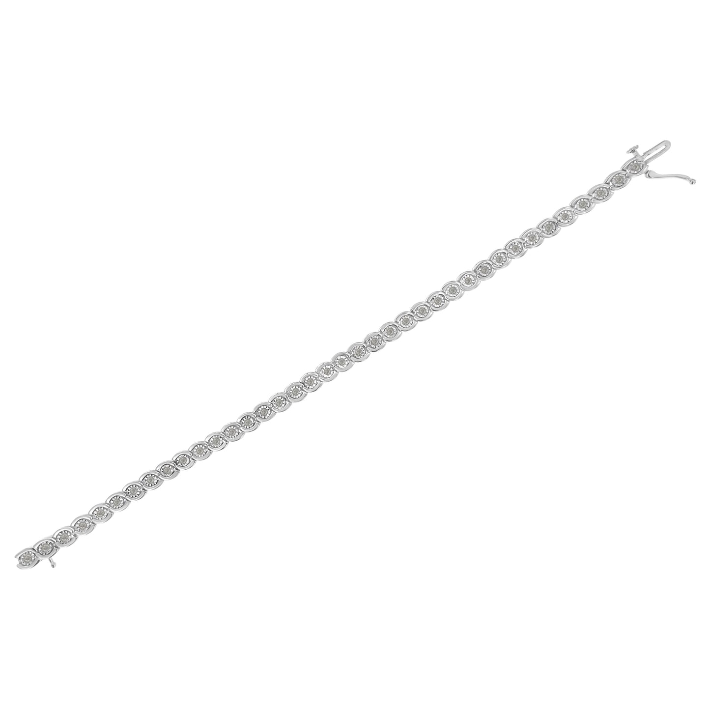 Bracelet en argent sterling 925 avec diamants en spirale - 7,25"