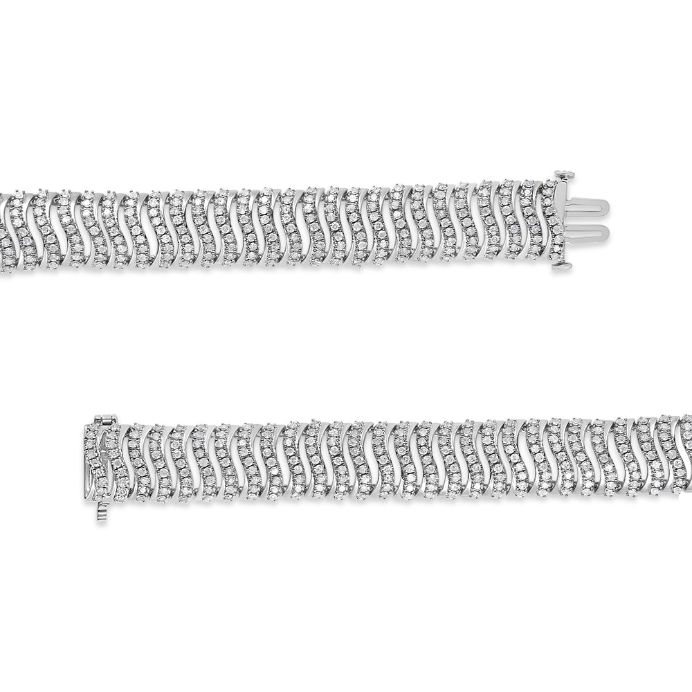 Pulsera de eslabones en plata esterlina .925 con diamantes de corte redondo de 5.00 Cttw