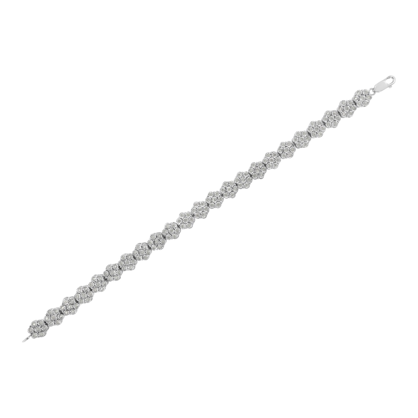 Pulsera de eslabones en flor con diamantes de plata esterlina .925 - 7.25"