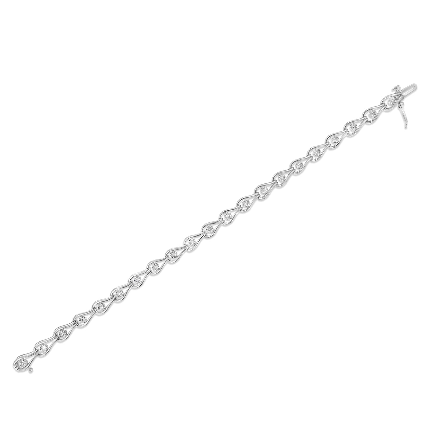 Pulsera de eslabones de diamantes de plata esterlina .925 - 7.25"