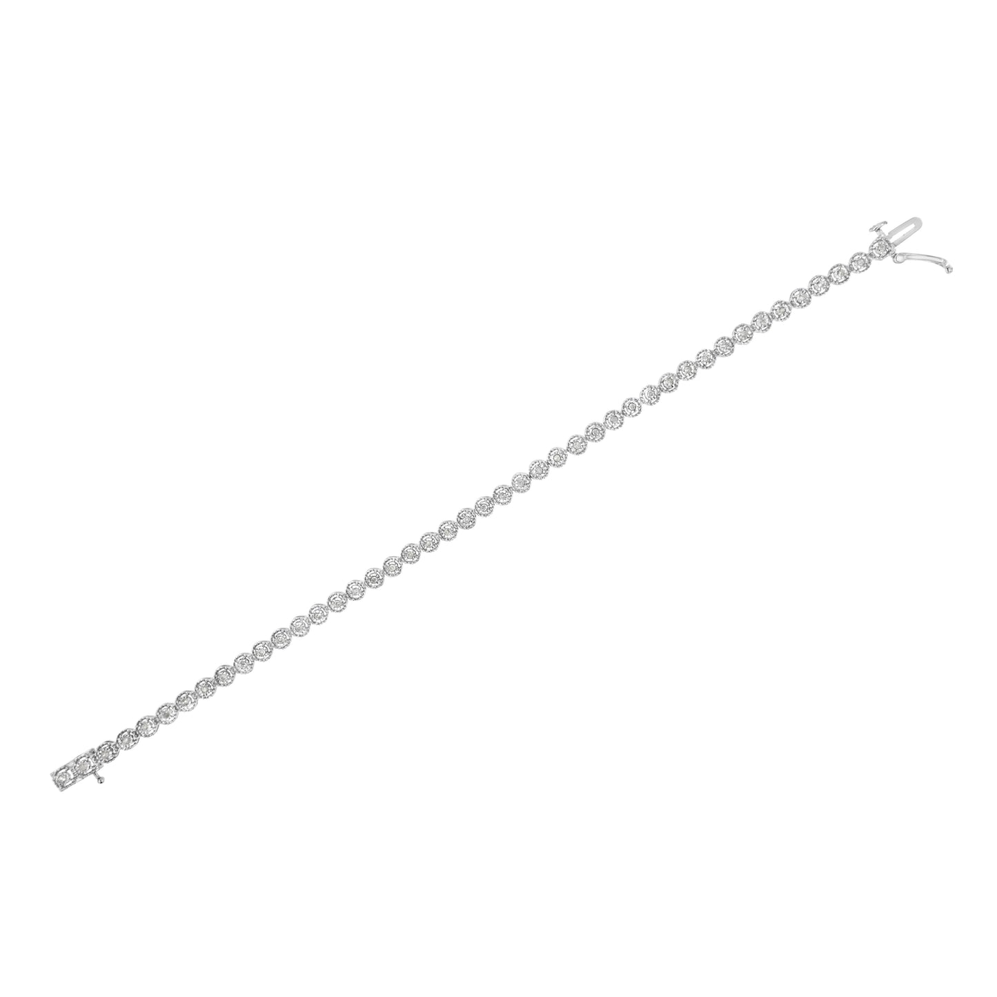Bracelet en argent sterling 925 avec design en diamant serti - 7,25"
