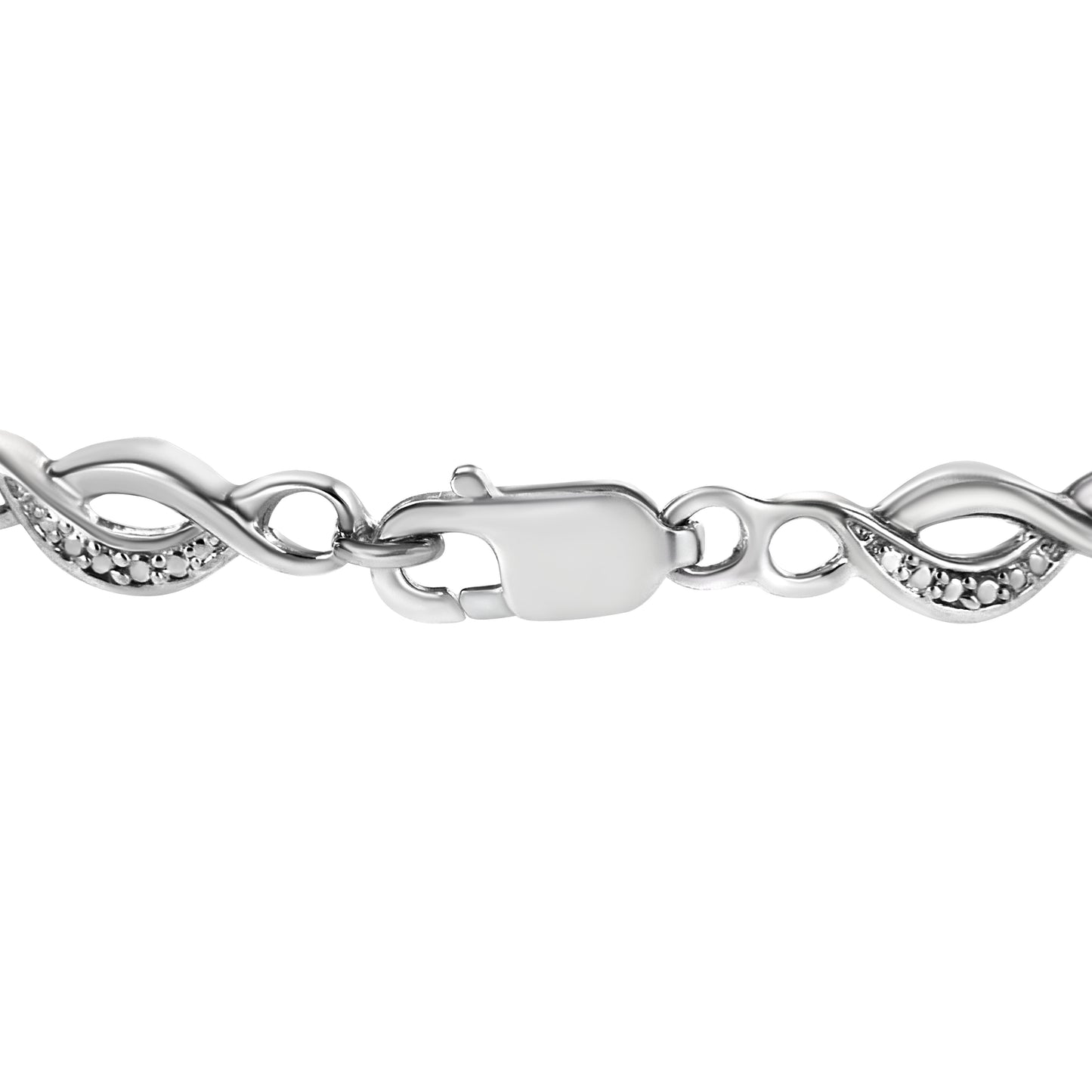 Bracelet en argent sterling .925 avec accents de diamant en spirale courbée - 7,25"
