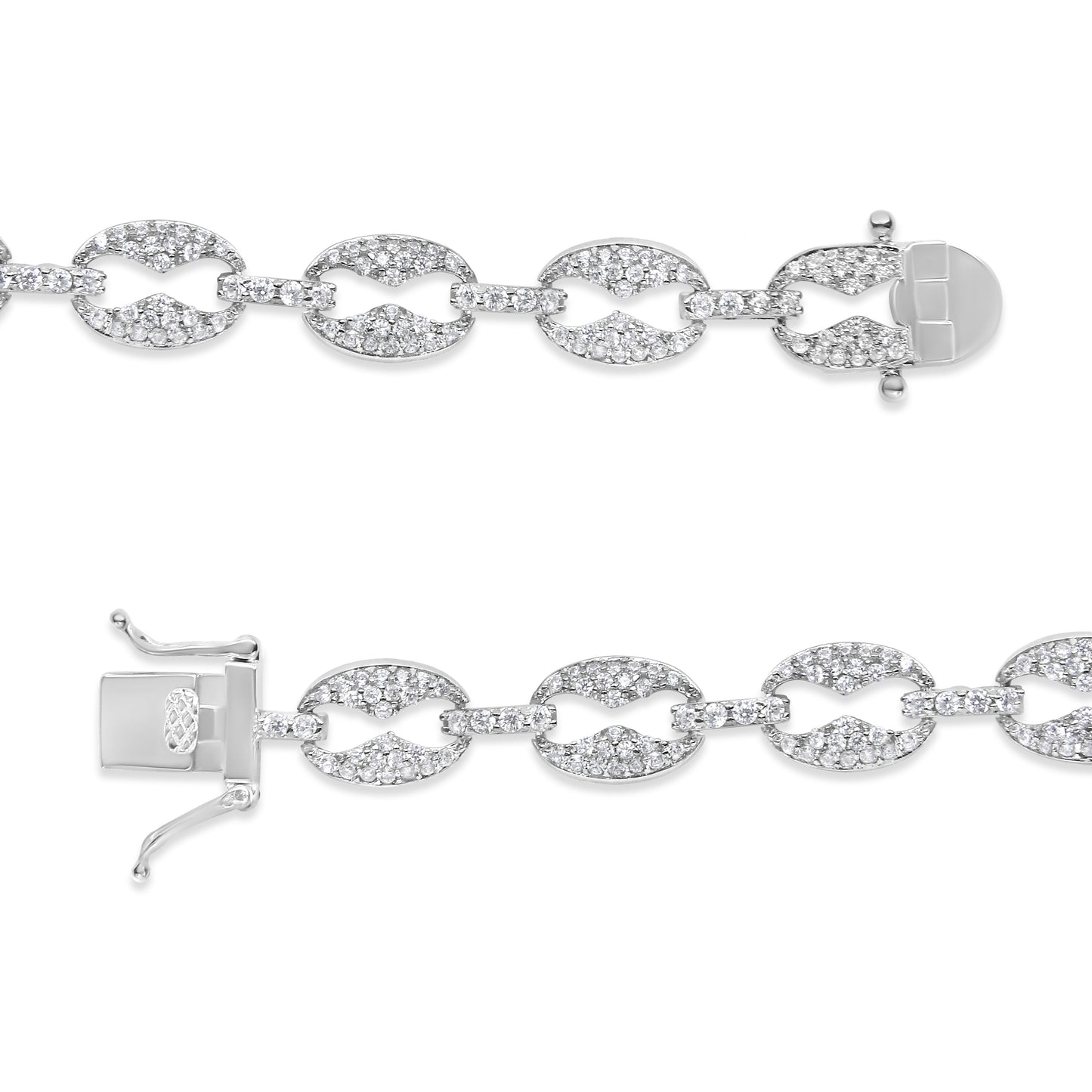 Pulsera de eslabones de diamantes de oro blanco de 14K - 1.5 Cttw, 7"