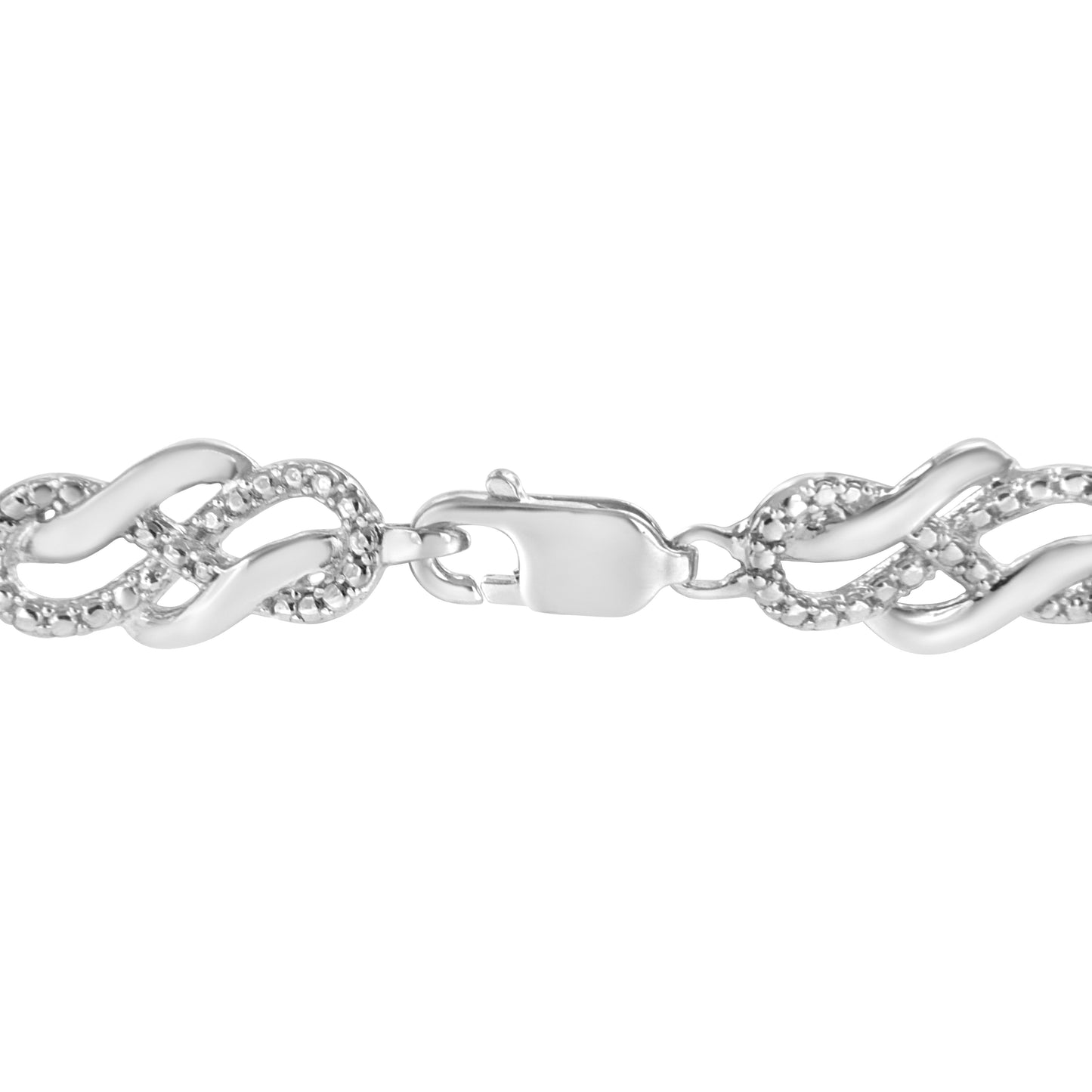 Bracelet en argent sterling .925 avec maillon tressé infini et accents en diamant