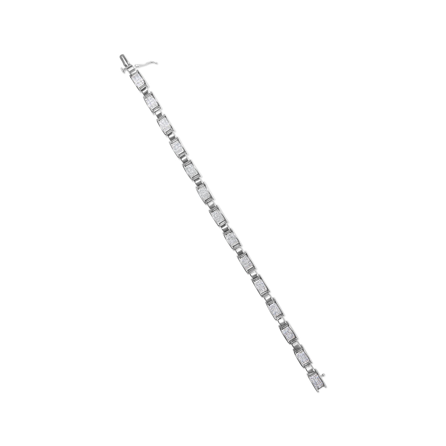 Bracelet en diamant princesse invisible en or blanc 14K - 2,00 cttw