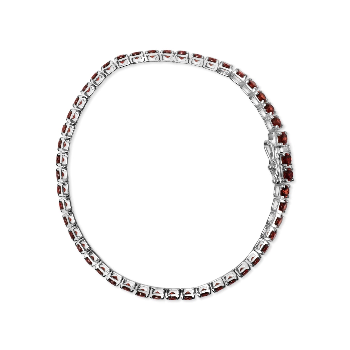 Bracelet de tennis en argent sterling .925 avec grenats orange créés - 7,25"