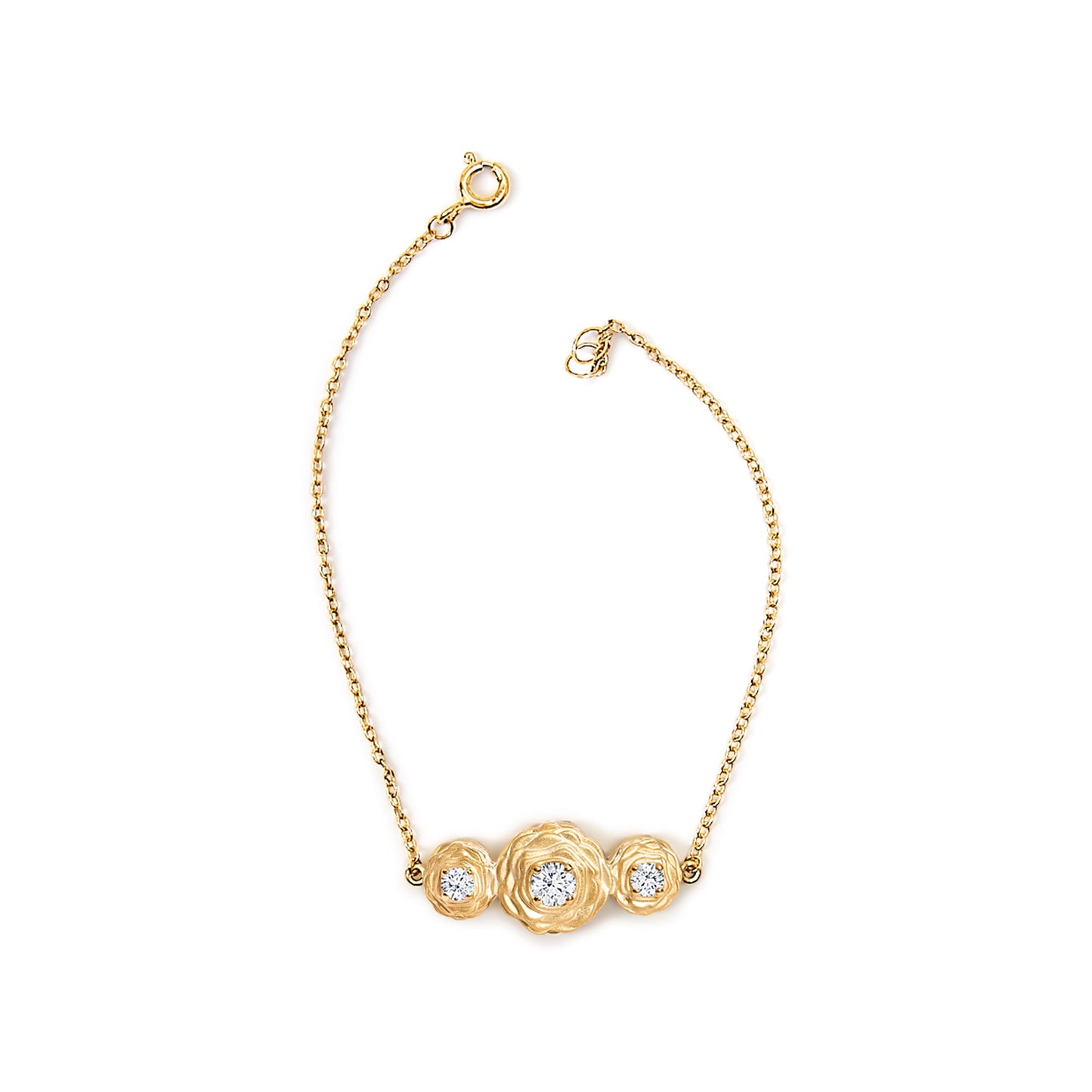 Bracelet en argent sterling plaqué or jaune 14K avec diamants cultivés en laboratoire