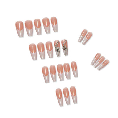 Long Wearing Nails 24 Pieces Of Finished Fake Nails Press On Nails French Ballet Manicure - Korvel
