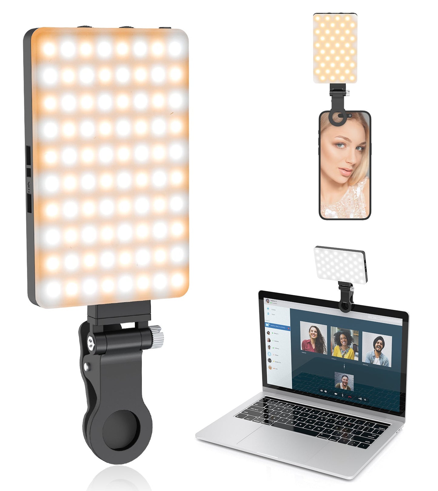 Portable Fill Light Dimmable Rechargeable Phone Light with Clip Super Bright Led Selfie Light Flicker-free for Makeup for Video - Korvel