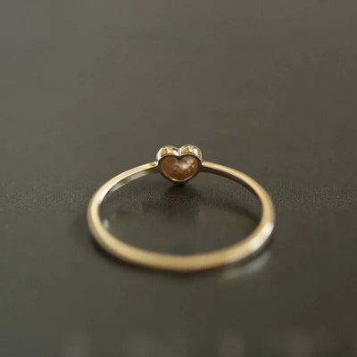925 Sterling Silver Plated 14K Gold Chubby Love Ring for Girl Simple and Versatile Super Cute Heart Ring Fine Jewelry - Korvel