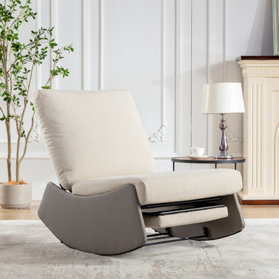 Modern rocking chair recliner, comfortable cushioned recliner with footstool, gray - Korvel