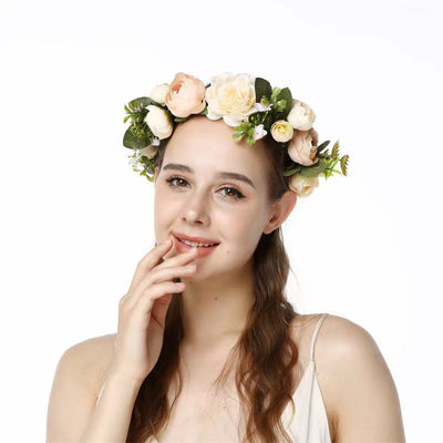 Wreath, European and American fashion, women's simulated flower hair accessories, Hawaiian wedding photography, headwear, headwear for women - Korvel