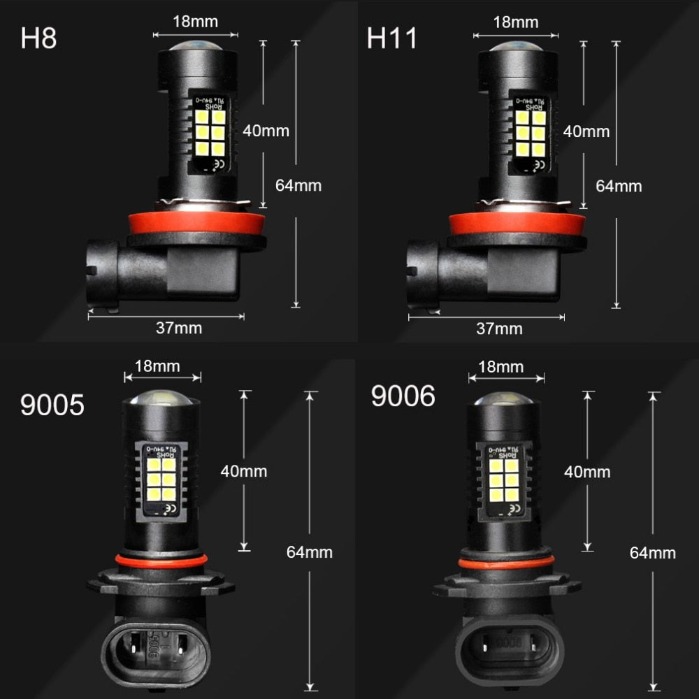Ampoules de brouillard LED H8 H11 Premium - 1200LM 6000K Blanc