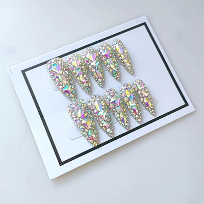 Elegant Long Water Drop Laser AB Diamond Nail Art Kit