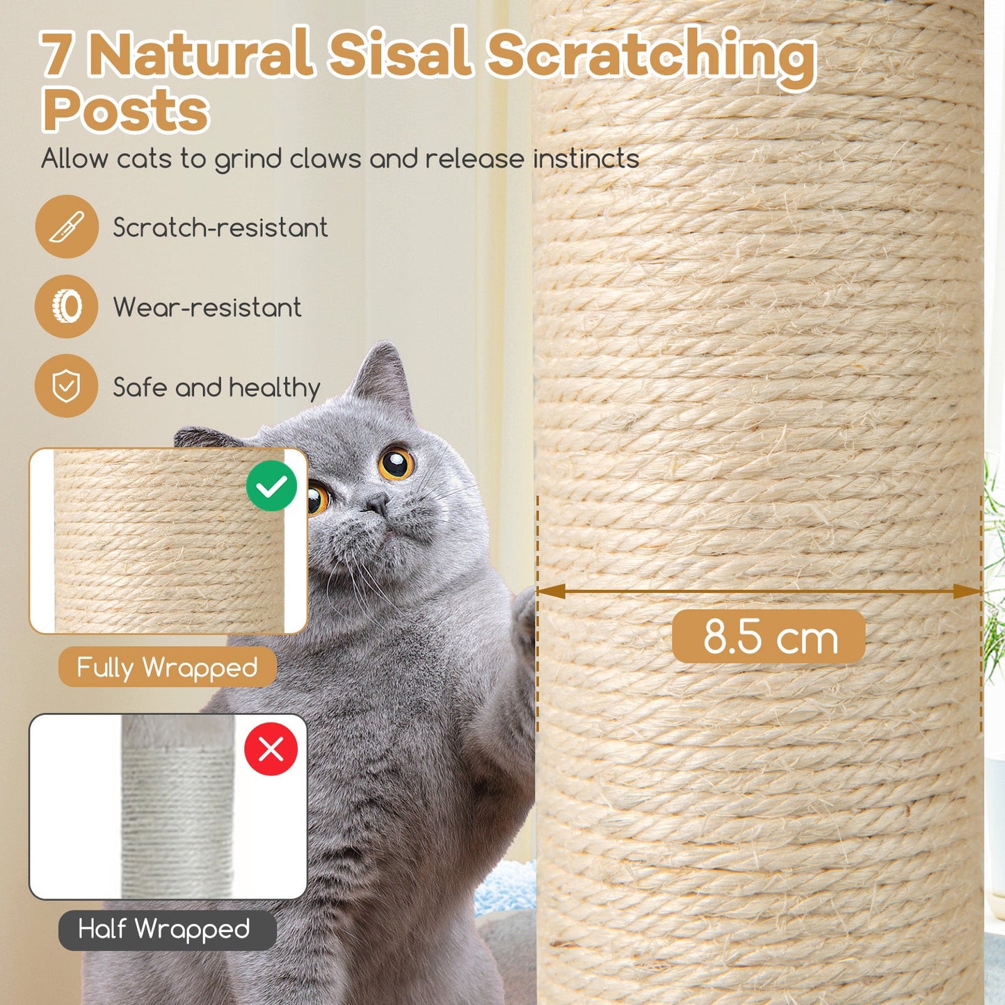 60-Inch Cat Tree with 2-Story Condo and Scratching Posts