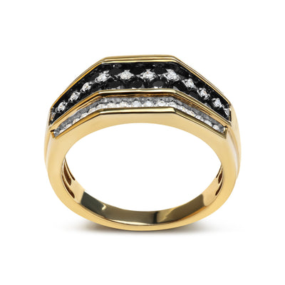 Anillo de Clúster de Diamantes para Hombre en Plata de Ley Baño de Oro de 14K - Talla 10