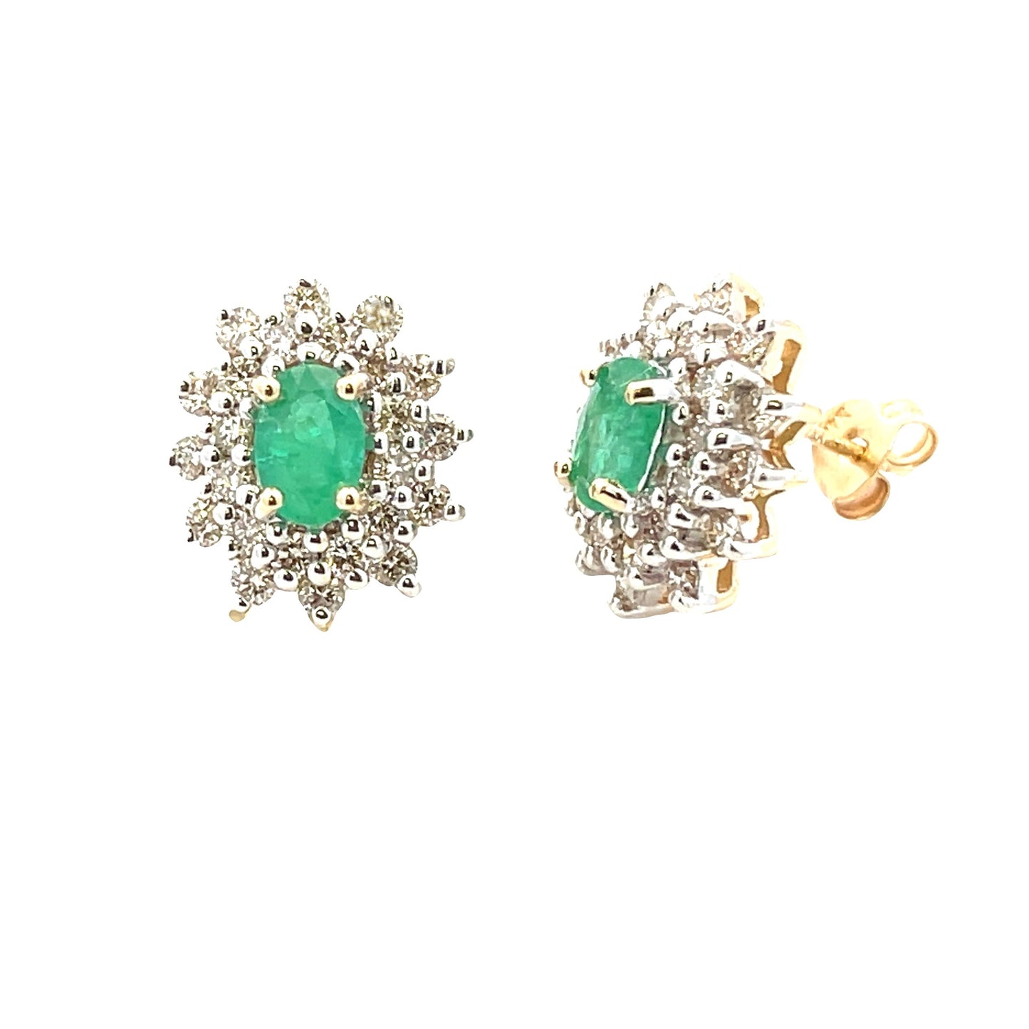 2.06ct Emerald Diamond Earrings in 14KT Yellow Gold