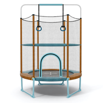 60 Inch Trampoline with Gymnastic Bar and Rings for Kids - Orange