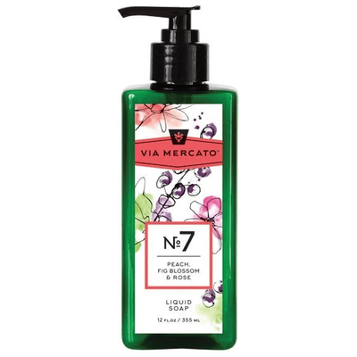 Via Mercato Nº 7 Liquid Soap - Peach, Fig Blossom & Rose, 12oz
