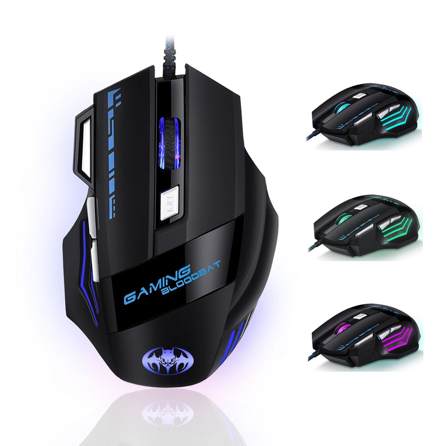 Illuminated USB Wired Optical Gaming Mouse with 8 Buttons