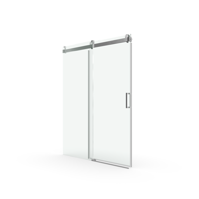 68 to 72 inches wide x 76 inches high frameless soft closing shower door 3/8 inches (10mm) thick brushed nickel solid glass 22D0 - Korvel