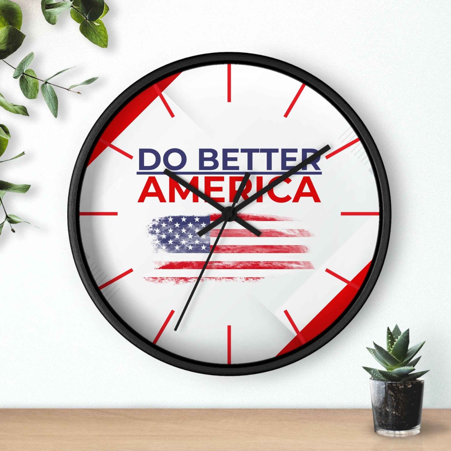 Do Better America Patriotic Silent Wall Clock – 10" Wood Frame