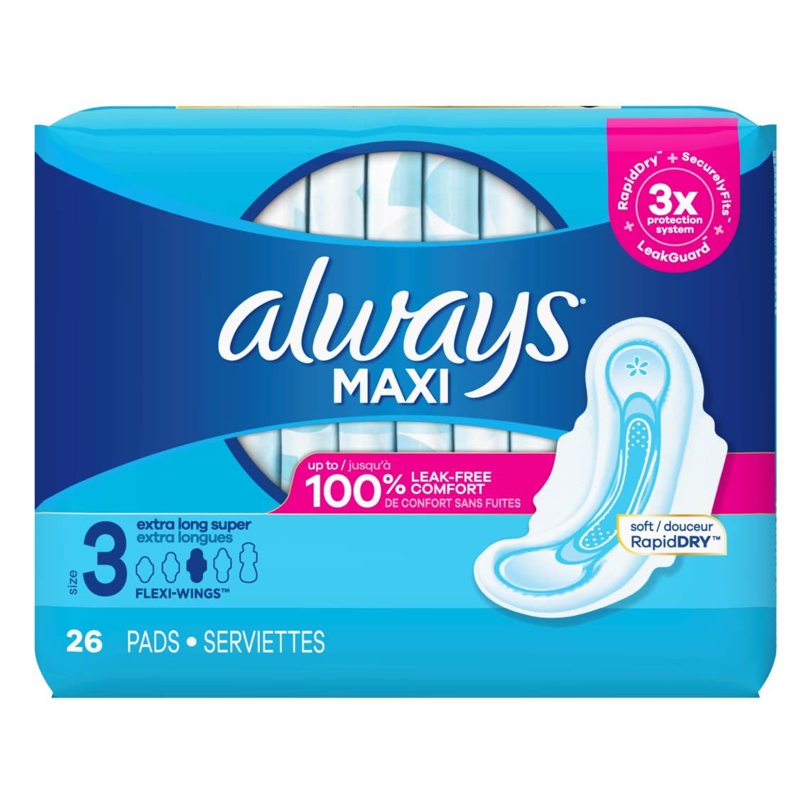 Always Maxi Size 3 Extra Long Super Absorbency Pads - 156 Count