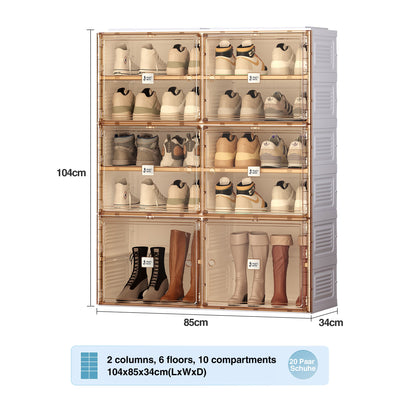 Portable Shoe cabinet Living Room,Stackable Storage Organizer Cabinet with Doors and Shelves,Shoe Box for Closet - Korvel