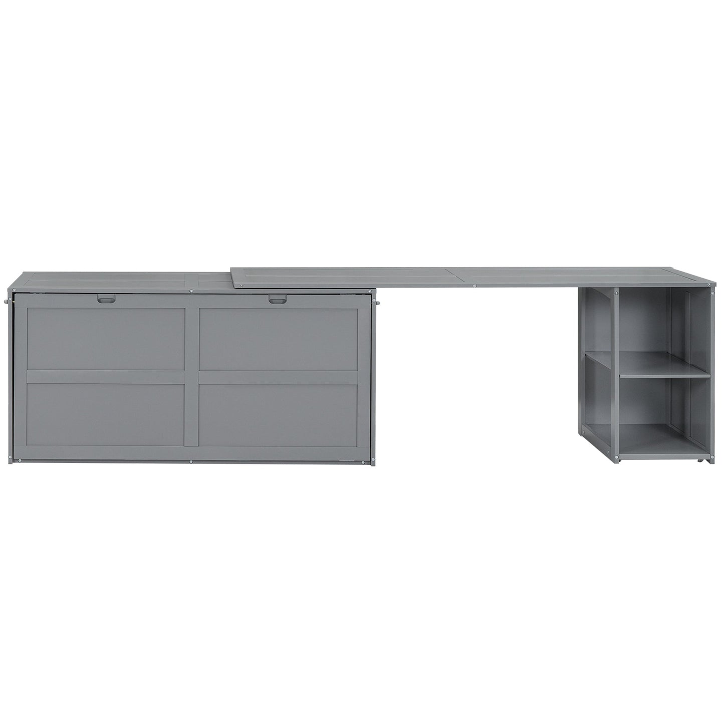Queen Size Murphy Bed with Rotable Desk Gray - Korvel
