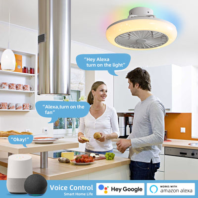 18" Smart LED Bladeless Ceiling Fan with Remote Control