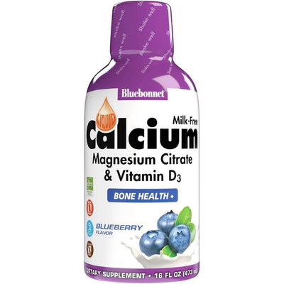 Citrato de Calcio y Magnesio Líquido Bluebonnet con Vitamina D3 - 16 Oz