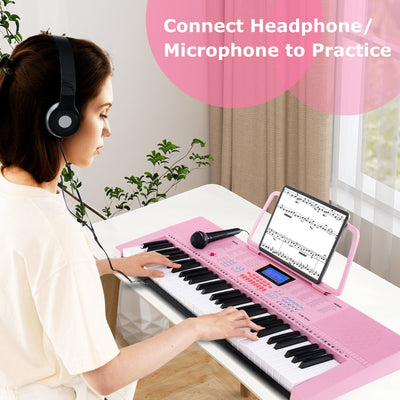 61-Key Electric Piano Keyboard for Beginners - Pink