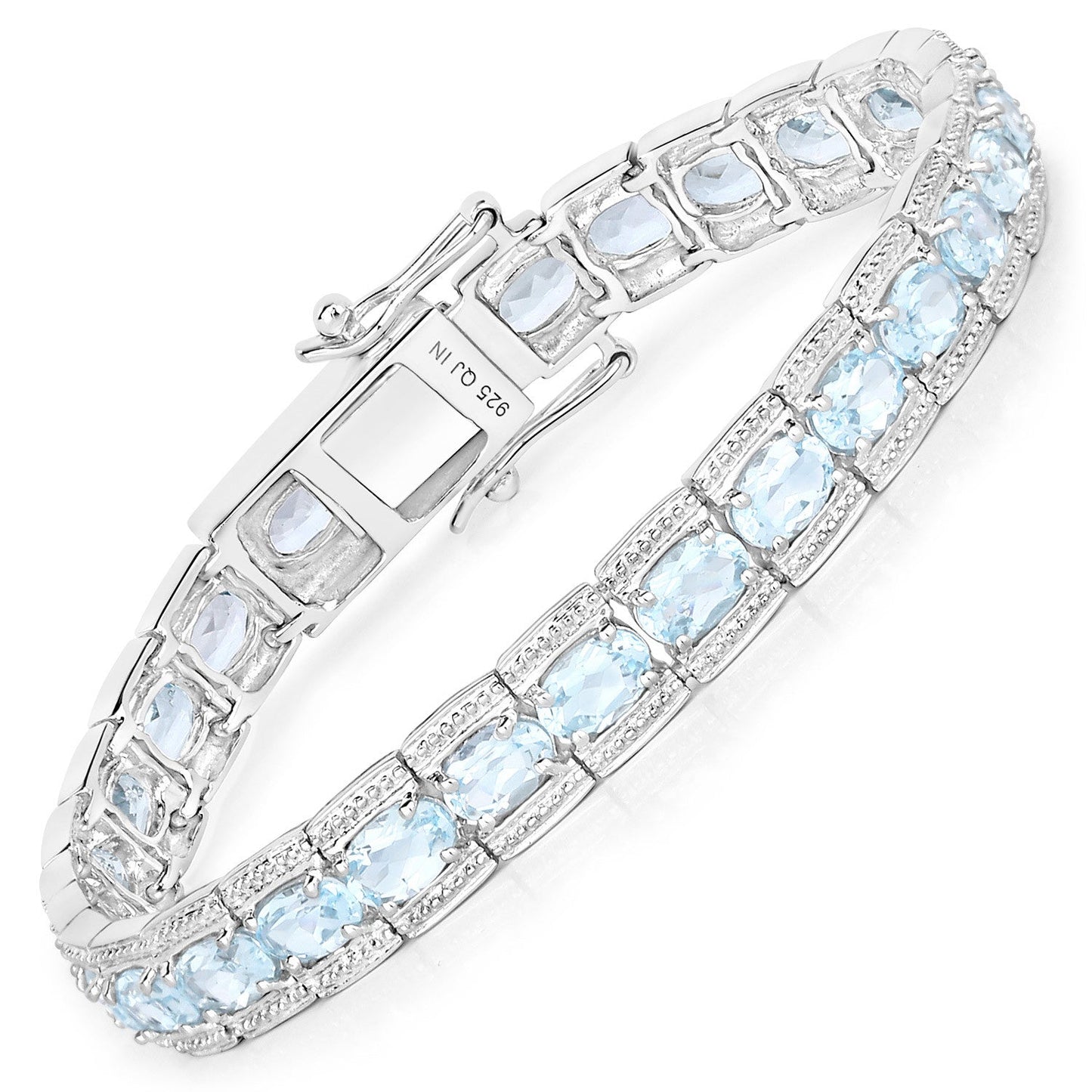 Pulsera de plata esterlina con topacio azul genuino de 14.79 quilates