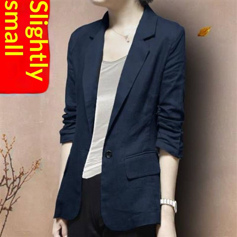 Korean-Style Casual Cotton-Linen Suit Jacket
