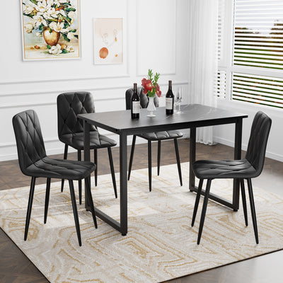 Dining Chairs Set of 4, Modern Kitchen Dining Room Chairs, PU Dining Chair Upholstered Cushion Seat and Sturdy Metal Legs - Korvel
