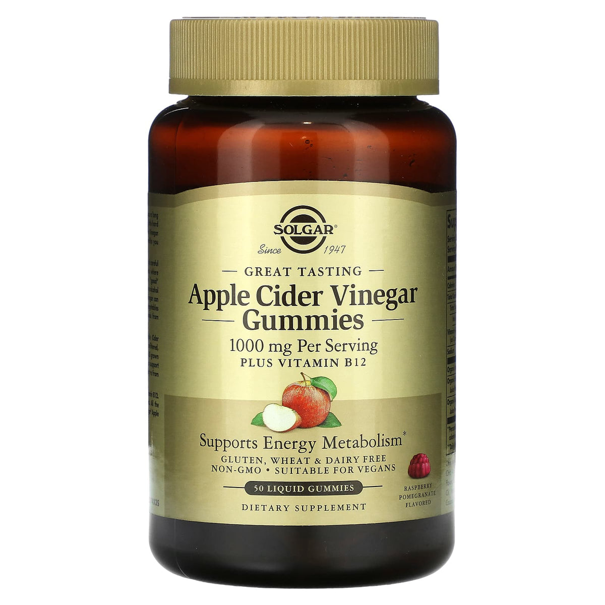 Gommes de vinaigre de cidre de pomme Solgar avec B12 - 50 unités