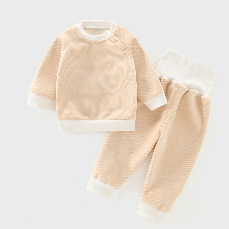 Children's Autumn And Winter Warm Suit Baby Spring And Autumn Plus Fleece Outer Wear Tops Pants Men And Women Baby Two Sets - Korvel