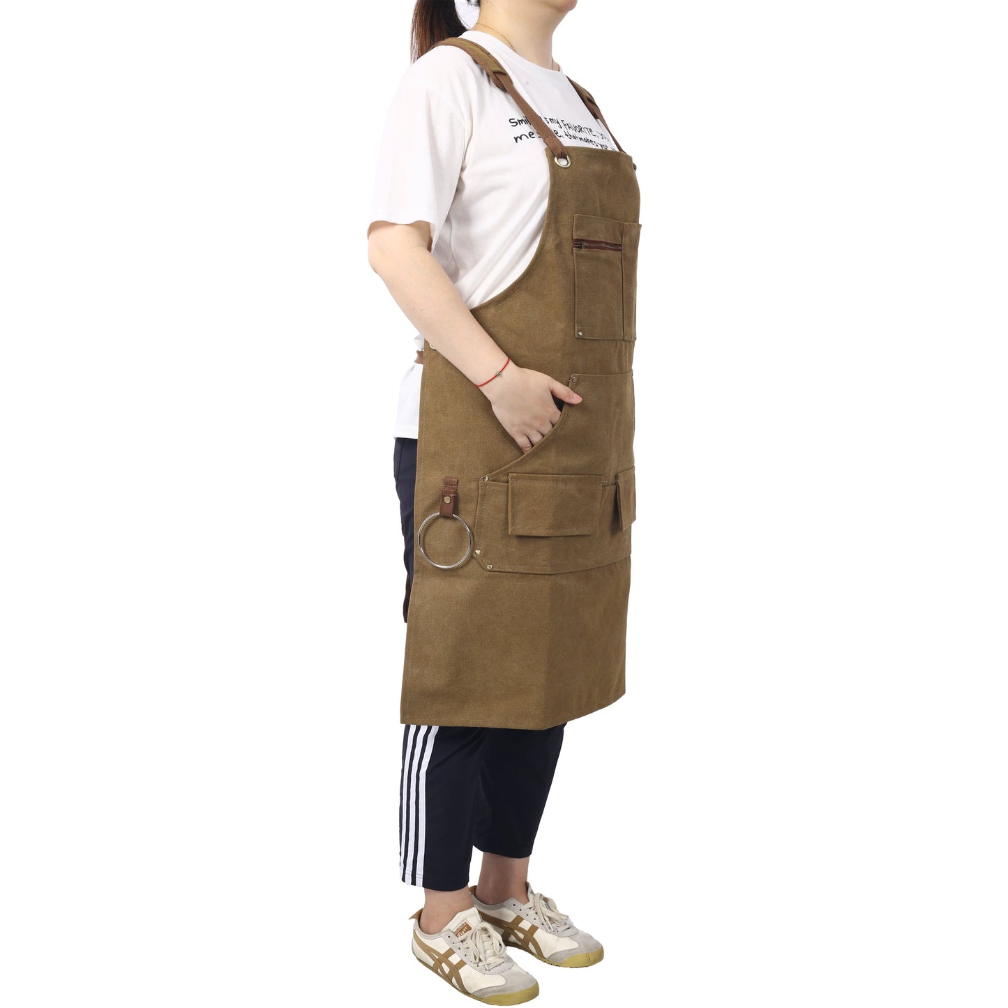 Long heavy-duty canvas tool apron, carpenter apron, carpenter 16 ounces, fully adjustable, no need for waxing - Korvel