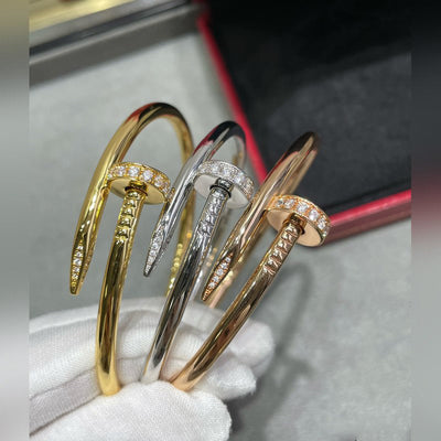 V-Gold Diamond Pavé Screw Cuff - Elegant Titanium Steel Bracelet