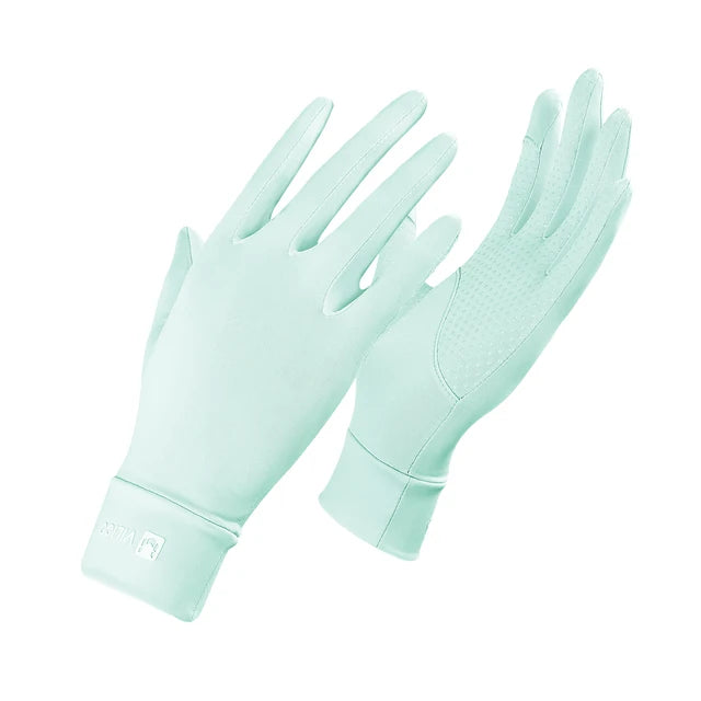 Cycling UV resistant thin breathable silicone anti slip touch screen sunscreen ice silk gloves - Korvel