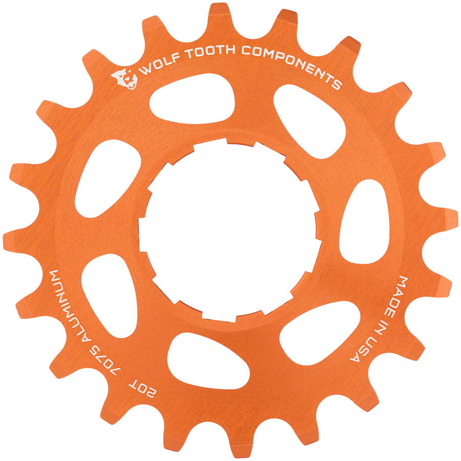 Wolf Tooth Single Speed Aluminum Cog - 20t for 3/32" Chains - Orange