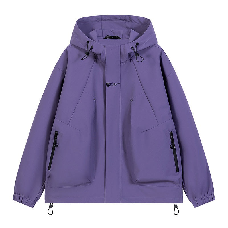 Veste coupe-vent à capuche tendance pour vêtements de travail en extérieur