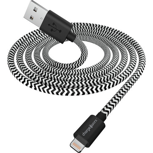 ChargeWorx Câble de Synchronisation et de Charge Tressé Lightning de 6 Pouces – Noir
