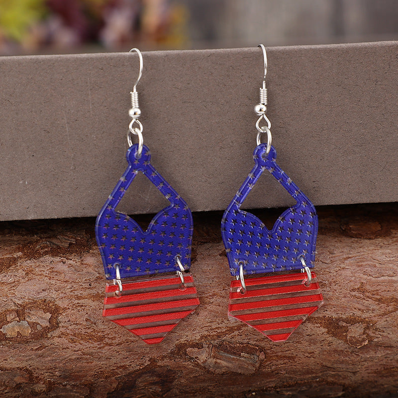 Boucles d'oreilles en acrylique motif drapeau américain