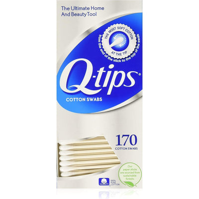 Q Tips Cotton Swabs - 170 Count Premium Quality